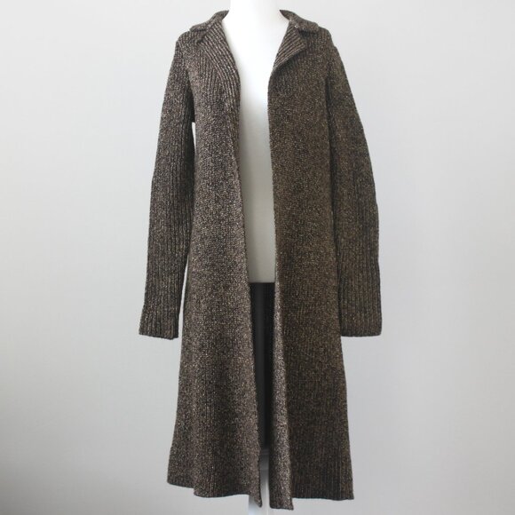 Ralph Lauren Vintage Wool Gold Brown Long Sweater Coat Tie Belt Cardigan Small - Picture 5 of 7